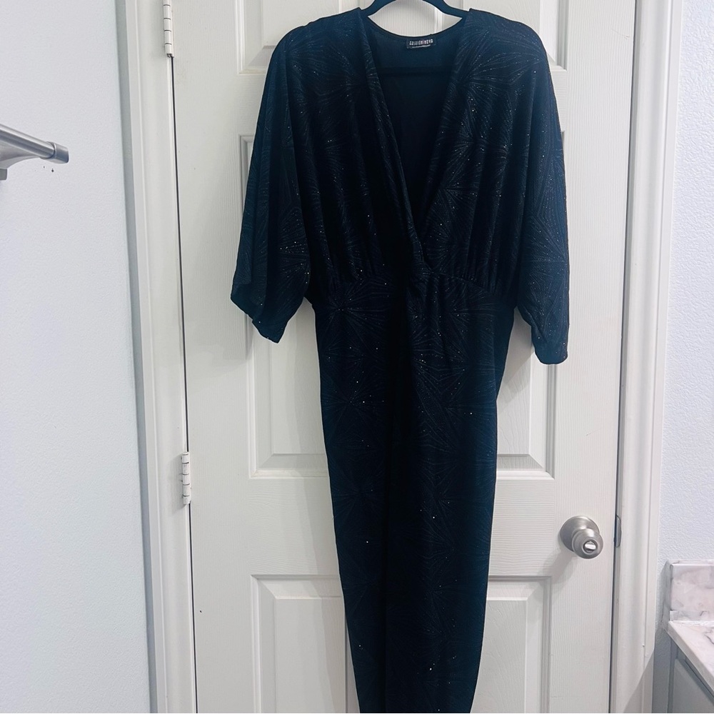 Fashion Nova Textured Geometric Pattern Black Dress – Subtle Shine